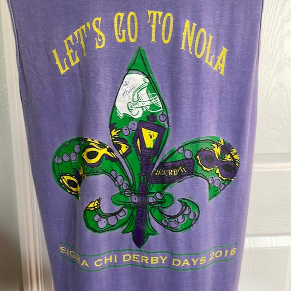 Alpha Phi Sigma Chi let’s go to NOLA Tank top purple Mardi Gras M medium - Picture 7 of 8